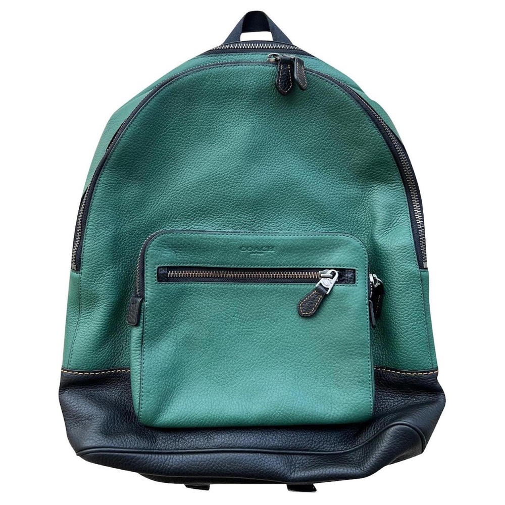 Coach Green and Black Leather Backpack